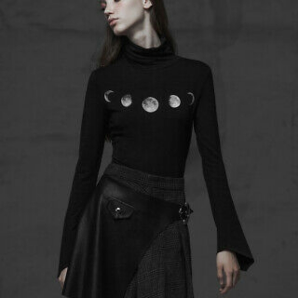 punk rave Tops - Punk Rave Many Moons Turtle Neck Top